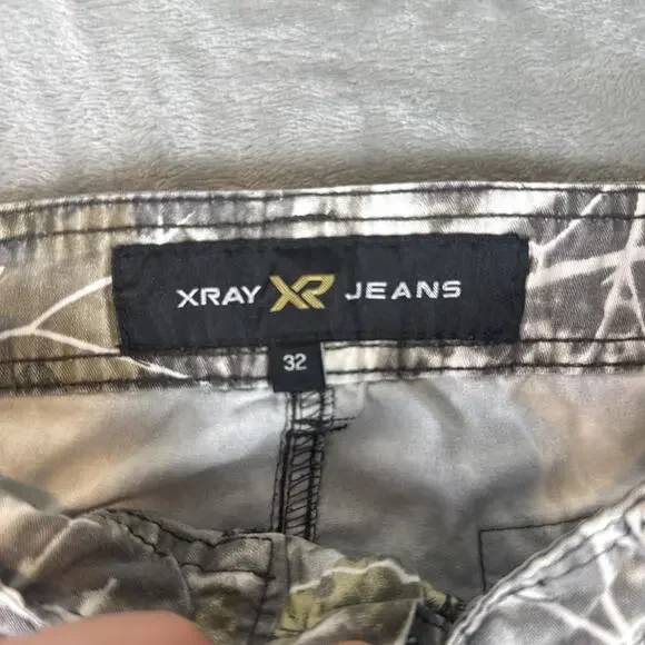 XRAY Jeans Mens Cargo Long Shorts Size 32 Green Camouflage Outdoor - Picture 3 of 7